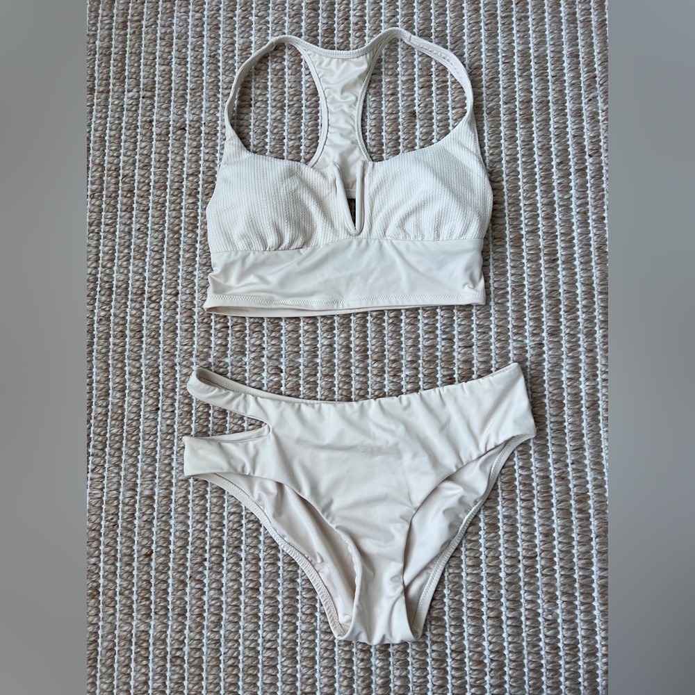 Women’s Two-Piece Cutout Swim Set in Cream